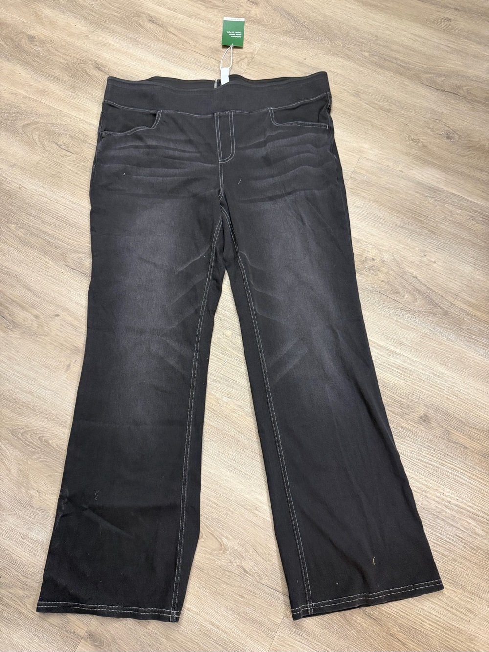 New Halara Pull On Straight Leg Jeans 1X Regular Black Stretch Denim 0073